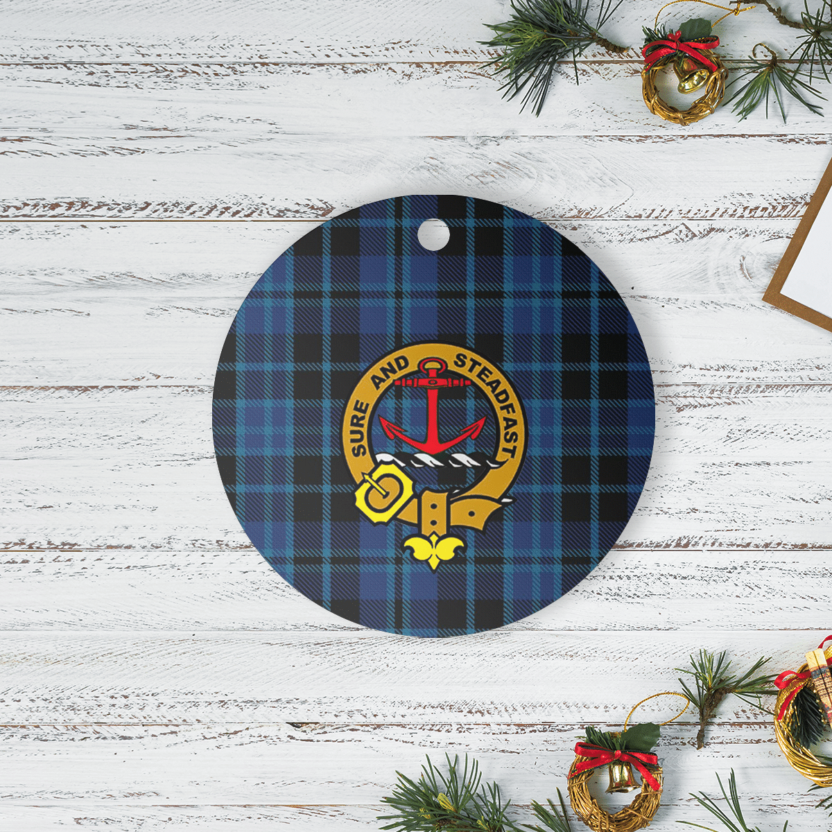 Clan Clark 2 Tartan Crest Round Ceramic Ornament SI21 Clark 2 Tartan Tartan Christmas   