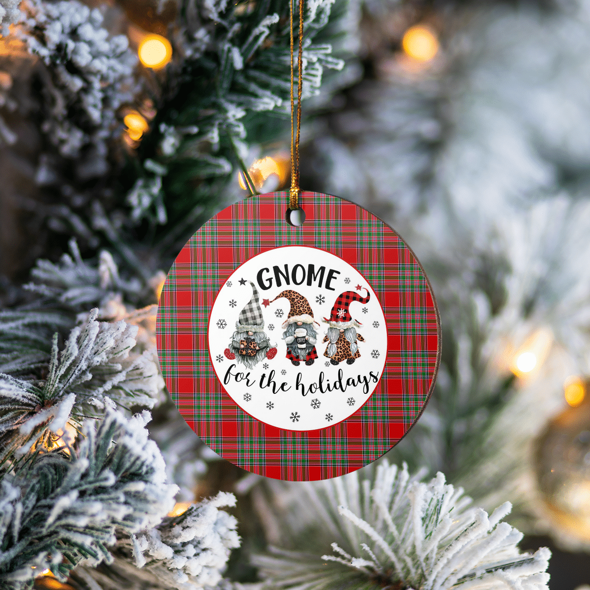 Clan MacBain Tartan Tartan Crest Gnome Round Ceramic Ornament UN75 MacBain Tartan Tartan Christmas   