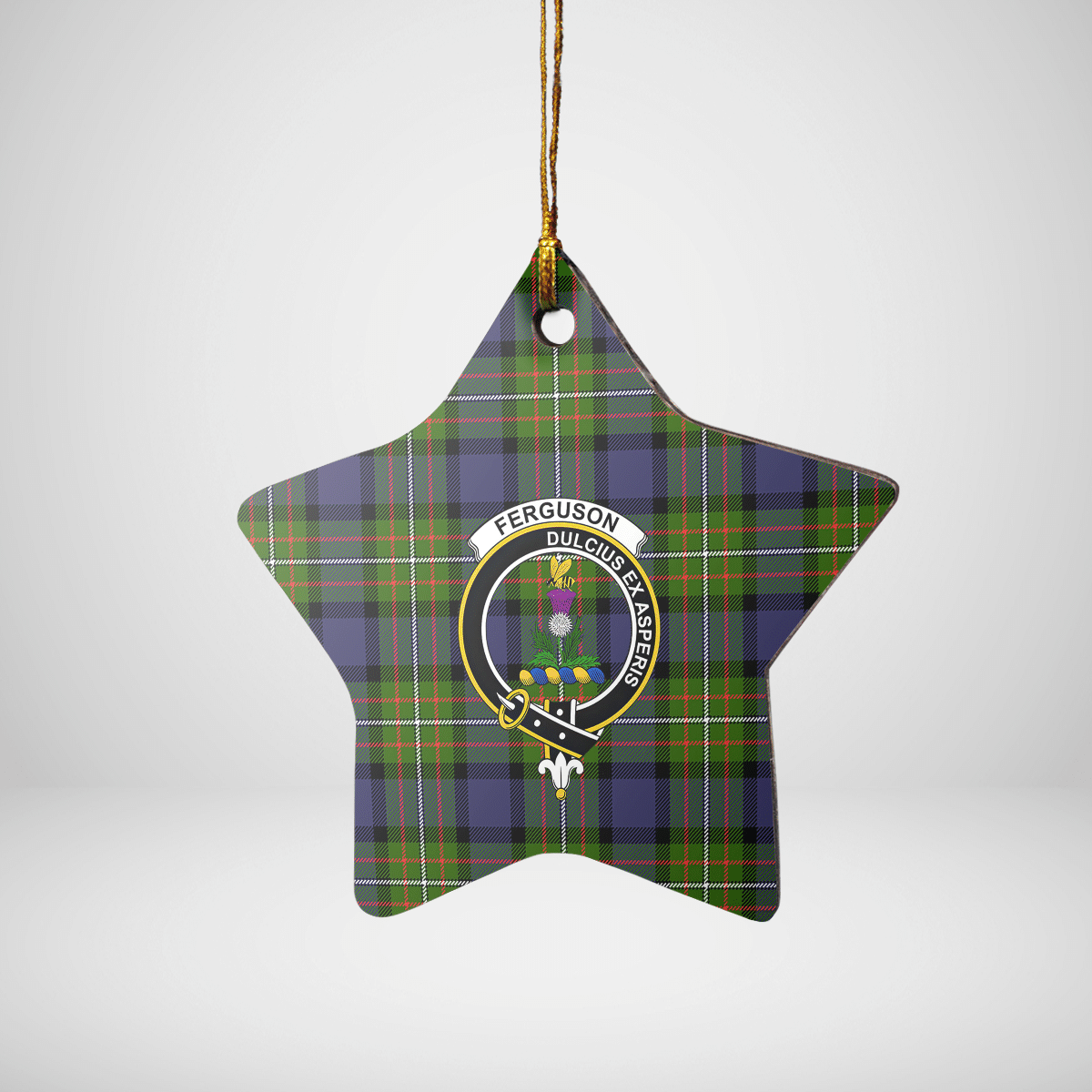 Clan Fergusson Modern Tartan Crest Star Ceramic Ornament CY32 Fergusson Modern Tartan Tartan Christmas   