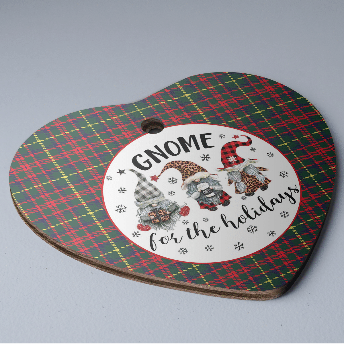 Clan MacKintosh Hunting Modern Tartan Tartan Crest Gnome Heart Ceramic Ornament EP96 MacKintosh Hunting Modern Tartan Tartan Christmas   