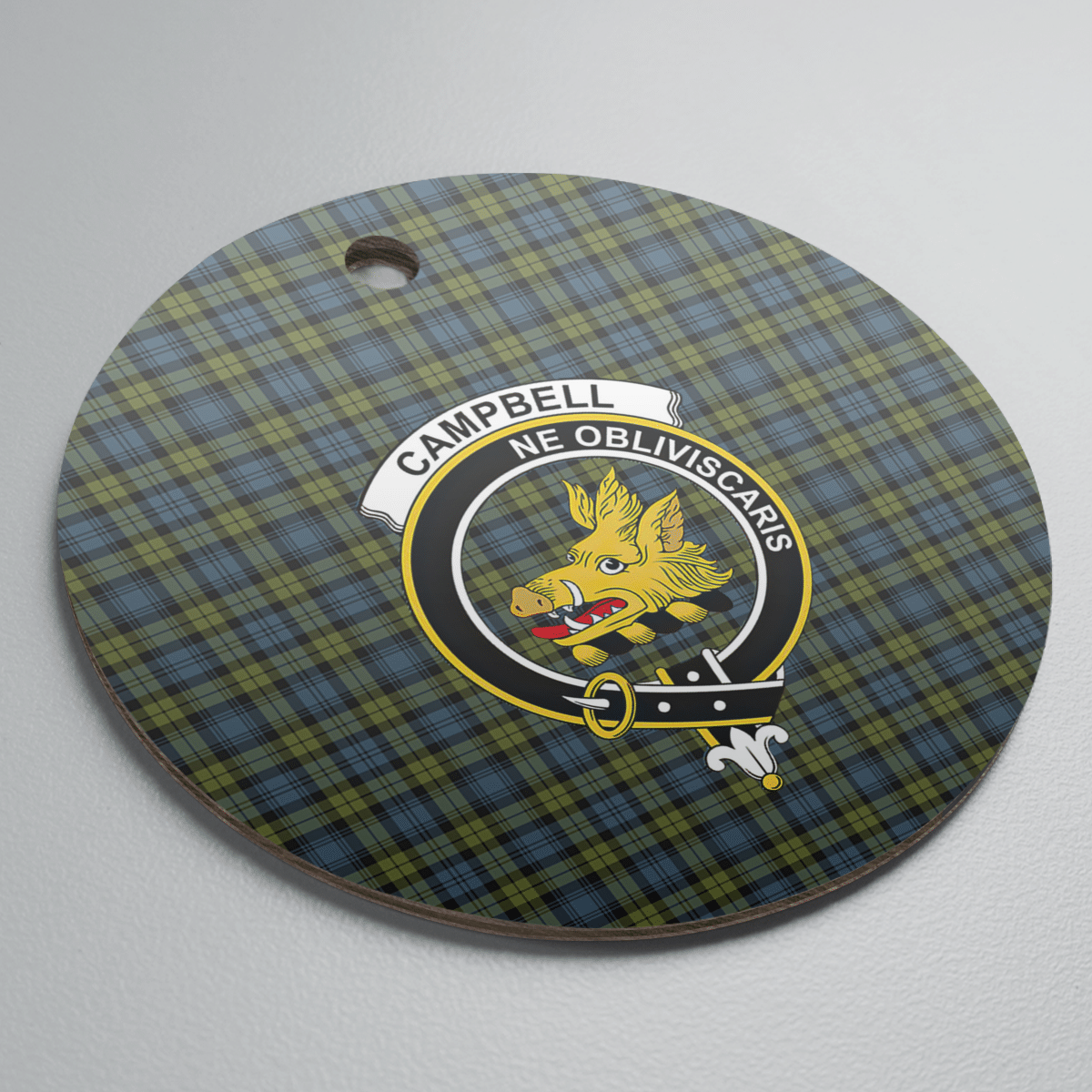 Clan Campbell Tartan Crest Round Ceramic Ornament ZR76 Campbell Tartan Tartan Christmas   