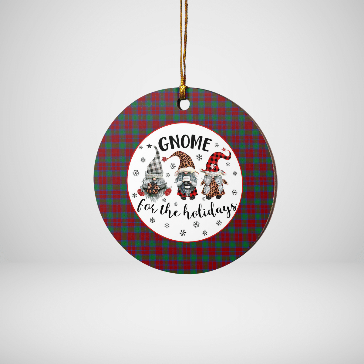 Clan Fotheringham Tartan Tartan Crest Gnome Round Ceramic Ornament IG24 Fotheringham Tartan Tartan Christmas   