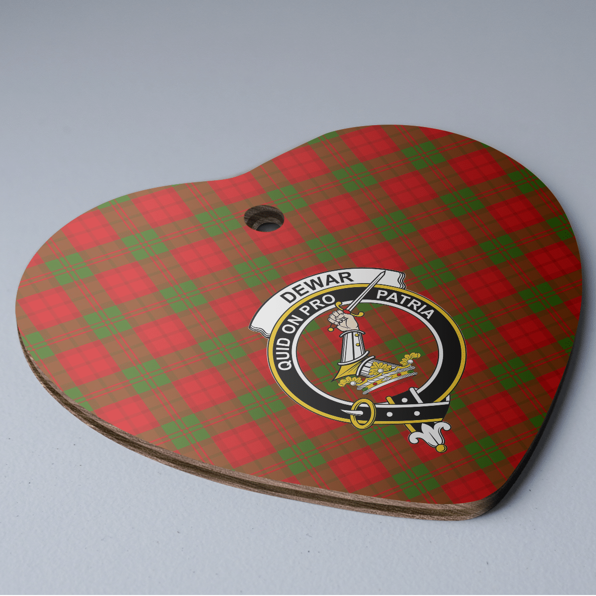 Clan Dewar Tartan Crest Heart Ceramic Ornament IE87 Dewar Tartan Tartan Christmas   