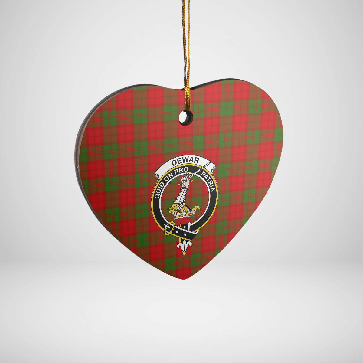 Clan Dewar Tartan Crest Heart Ceramic Ornament IE87 Dewar Tartan Tartan Christmas   