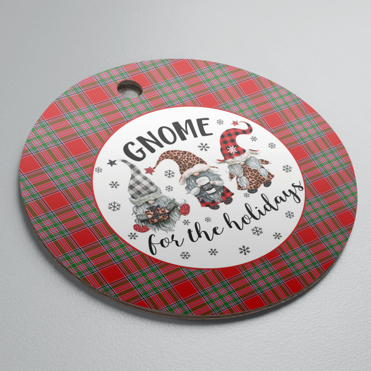 Clan MacBain Tartan Tartan Crest Gnome Round Ceramic Ornament UN75 MacBain Tartan Tartan Christmas   