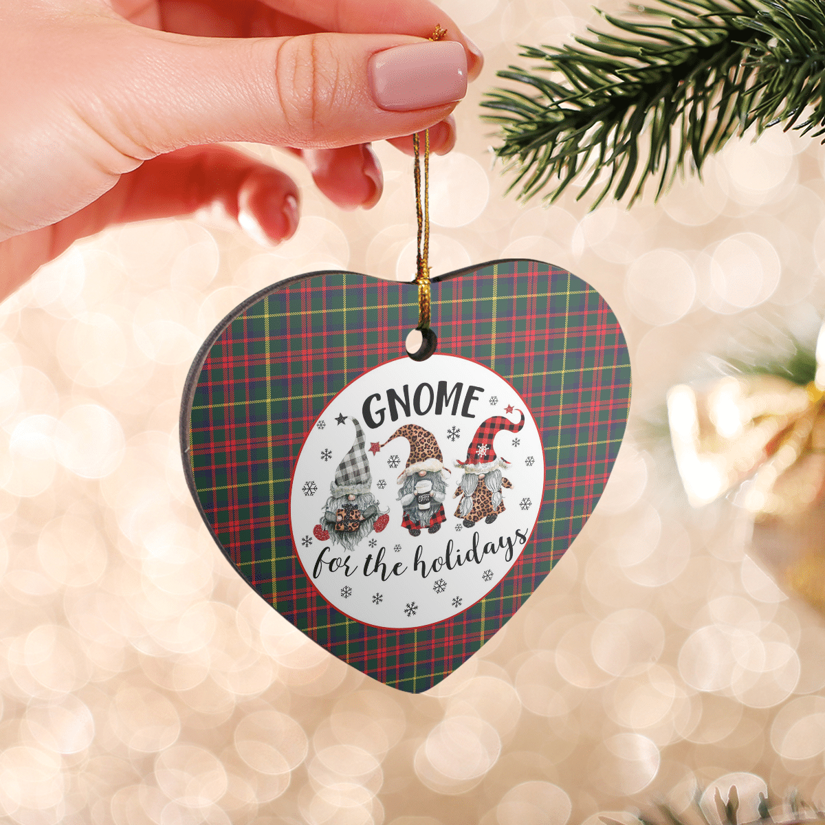 Clan MacKintosh Hunting Modern Tartan Tartan Crest Gnome Heart Ceramic Ornament EP96 MacKintosh Hunting Modern Tartan Tartan Christmas   