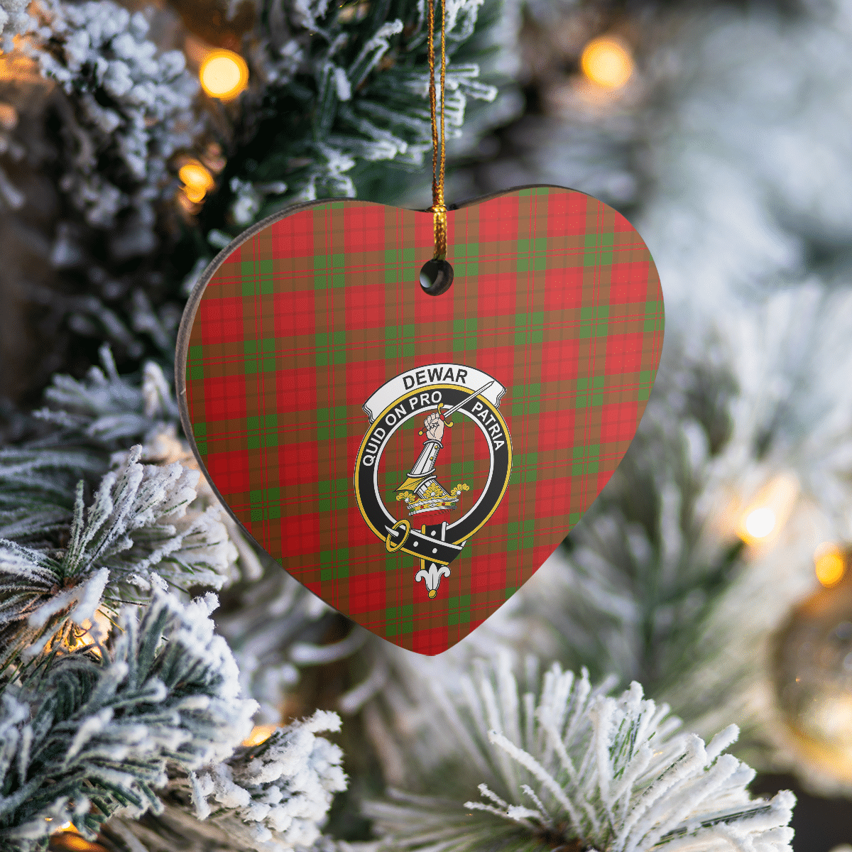 Clan Dewar Tartan Crest Heart Ceramic Ornament IE87 Dewar Tartan Tartan Christmas   