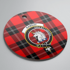 Clan Ramsay Modern Tartan Crest Round Ceramic Ornament UA91 Ramsay Modern Tartan Tartan Christmas   