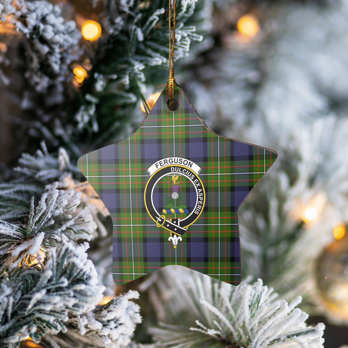 Clan Fergusson Modern Tartan Crest Star Ceramic Ornament CY32 Fergusson Modern Tartan Tartan Christmas   