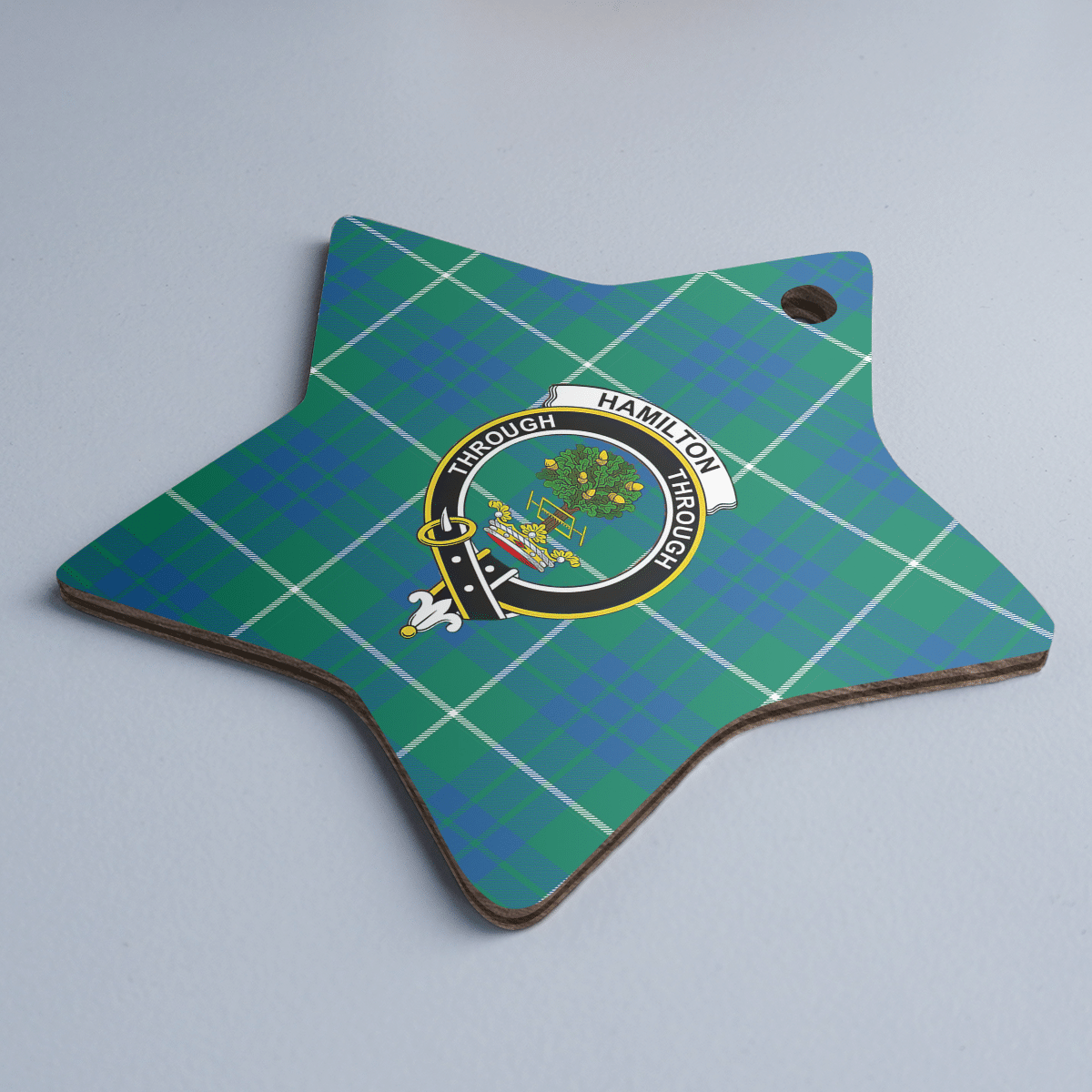 Clan Hamilton Hunting Ancient Tartan Crest Star Ceramic Ornament MH46 Hamilton Hunting Ancient Tartan Tartan Christmas   