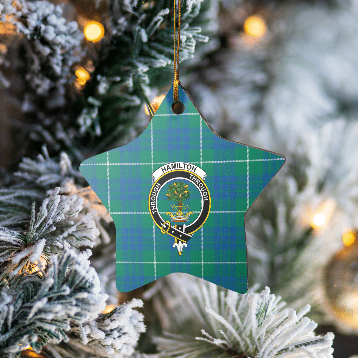 Clan Hamilton Hunting Ancient Tartan Crest Star Ceramic Ornament MH46 Hamilton Hunting Ancient Tartan Tartan Christmas   