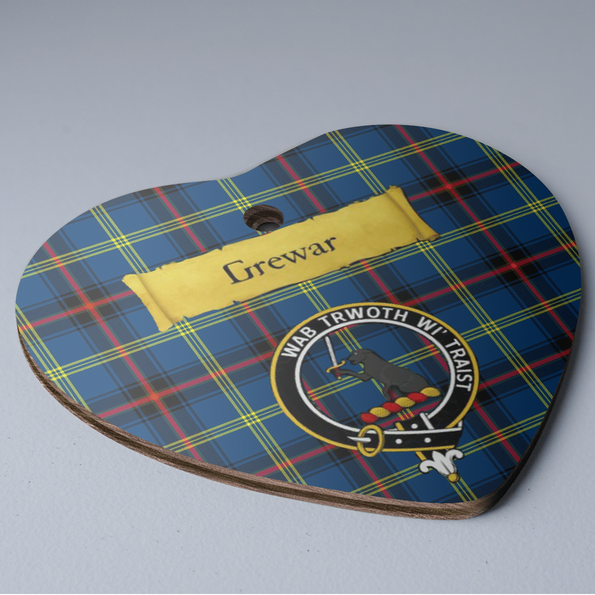 Clan Grewar Tartan Crest Heart Ceramic Ornament AR81 Grewar Tartan Tartan Christmas   