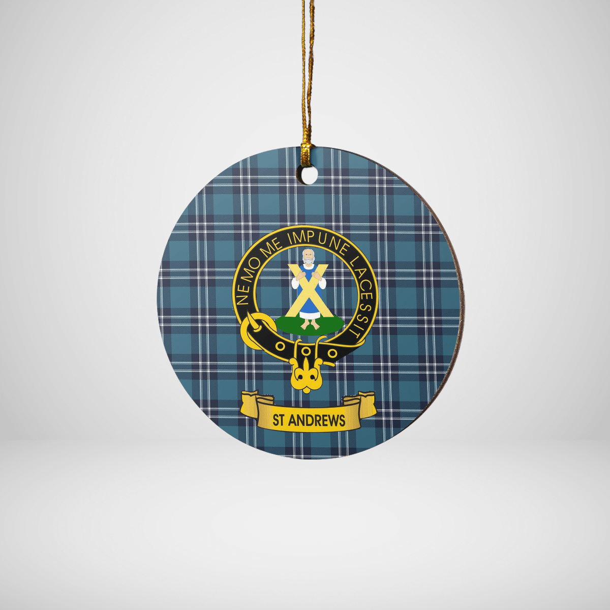 Clan Earl of St Andrews Tartan Crest Round Ceramic Ornament PB44 Earl of St Andrews Tartan Tartan Christmas   