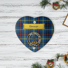 Clan Grewar Tartan Crest Heart Ceramic Ornament AR81 Grewar Tartan Tartan Christmas   