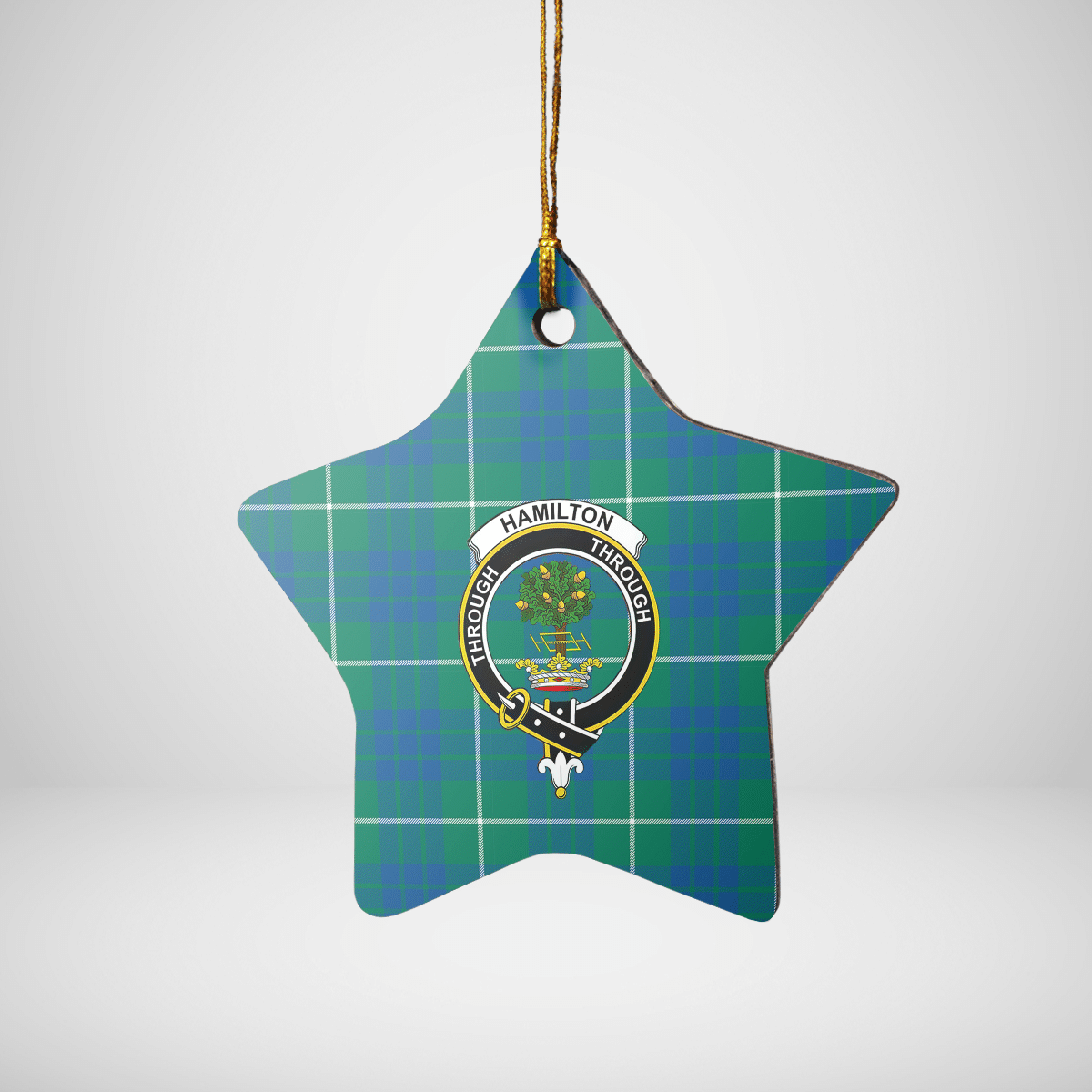 Clan Hamilton Hunting Ancient Tartan Crest Star Ceramic Ornament MH46 Hamilton Hunting Ancient Tartan Tartan Christmas   