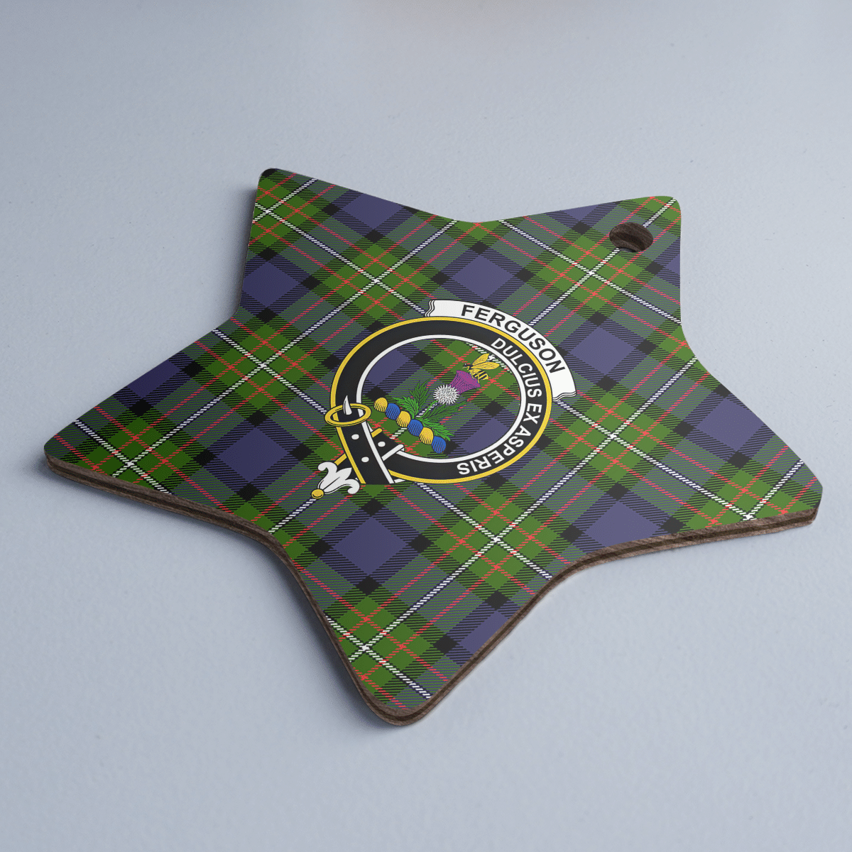 Clan Fergusson Modern Tartan Crest Star Ceramic Ornament CY32 Fergusson Modern Tartan Tartan Christmas   