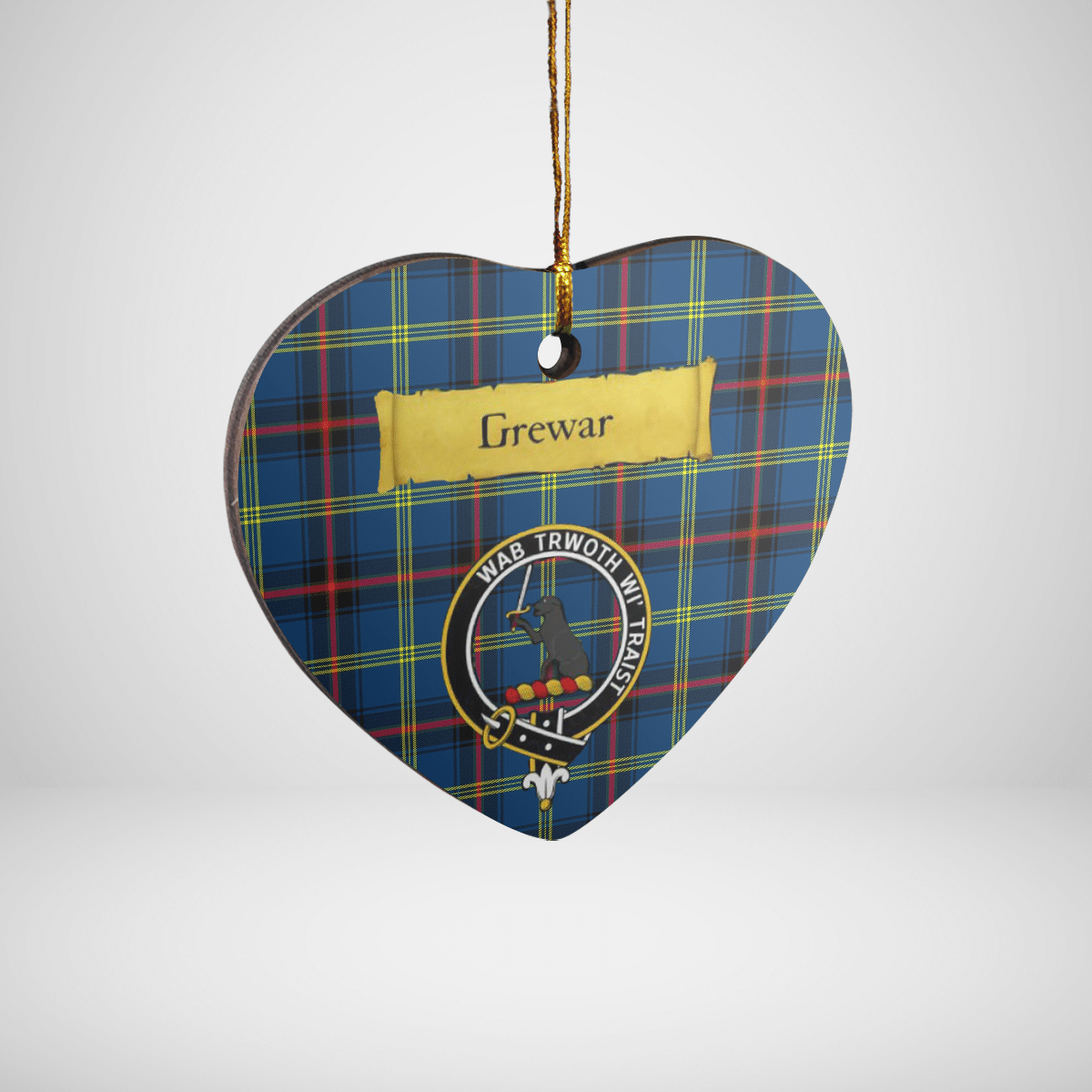 Clan Grewar Tartan Crest Heart Ceramic Ornament AR81 Grewar Tartan Tartan Christmas   