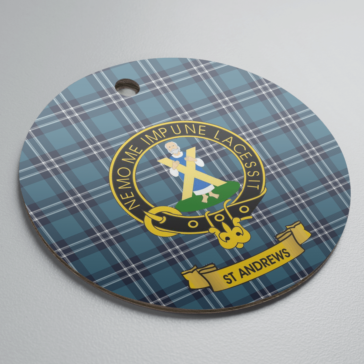 Clan Earl of St Andrews Tartan Crest Round Ceramic Ornament PB44 Earl of St Andrews Tartan Tartan Christmas   