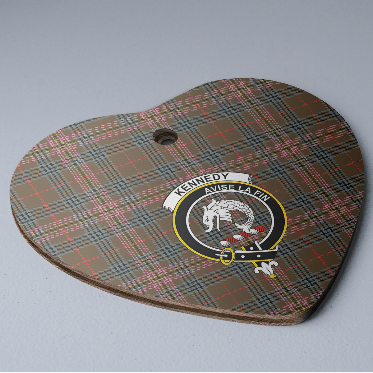 Clan Kennedy Weathered Tartan Crest Heart Ceramic Ornament BZ29 Kennedy Weathered Tartan Tartan Christmas   