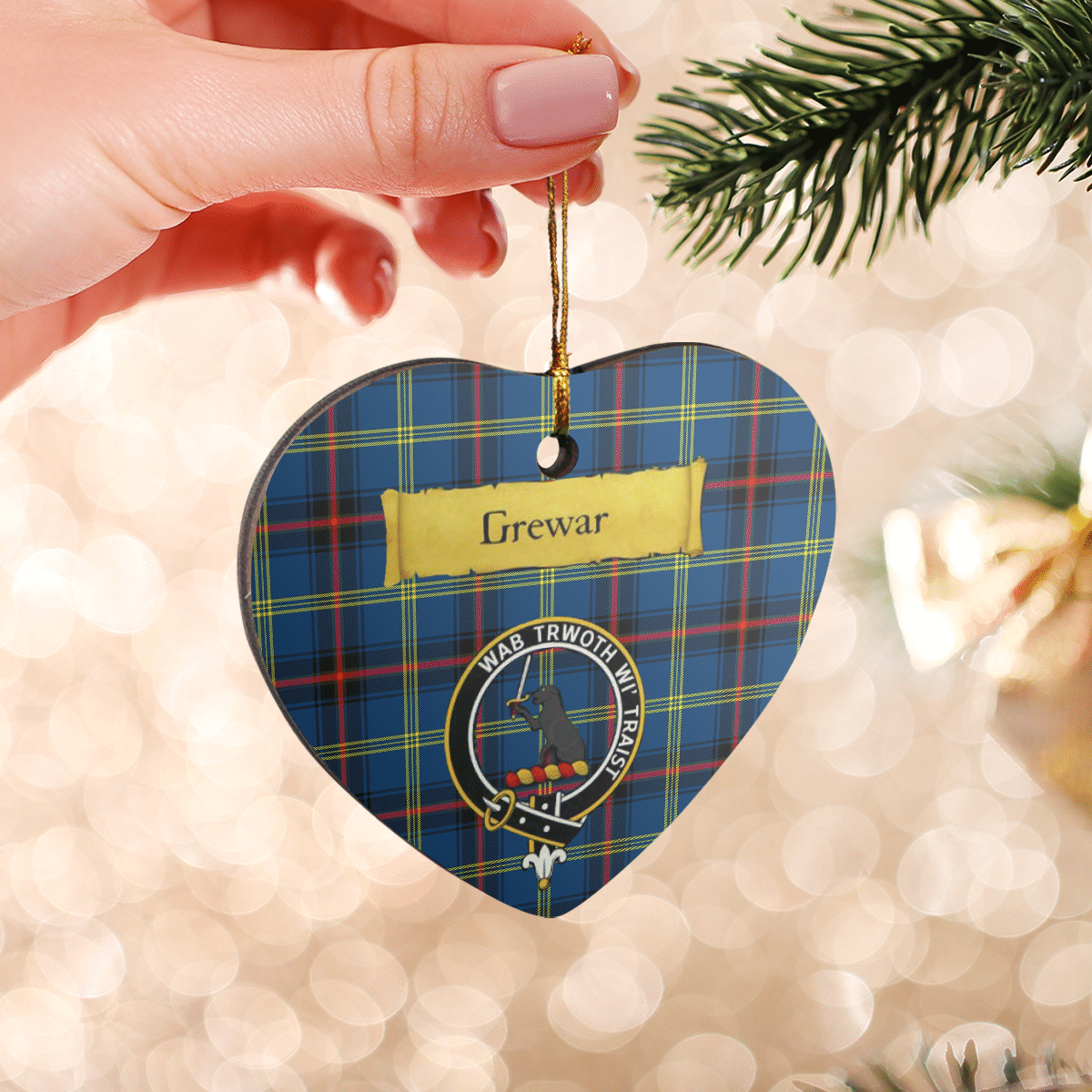 Clan Grewar Tartan Crest Heart Ceramic Ornament AR81 Grewar Tartan Tartan Christmas   