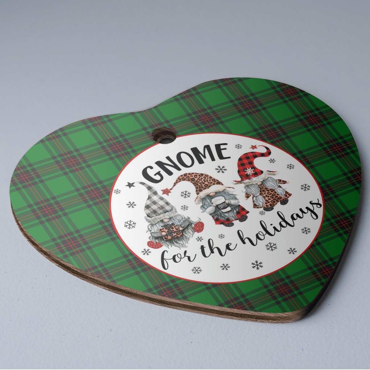 Clan Lundin Tartan Tartan Crest Gnome Heart Ceramic Ornament LW45 Lundin Tartan Tartan Christmas   