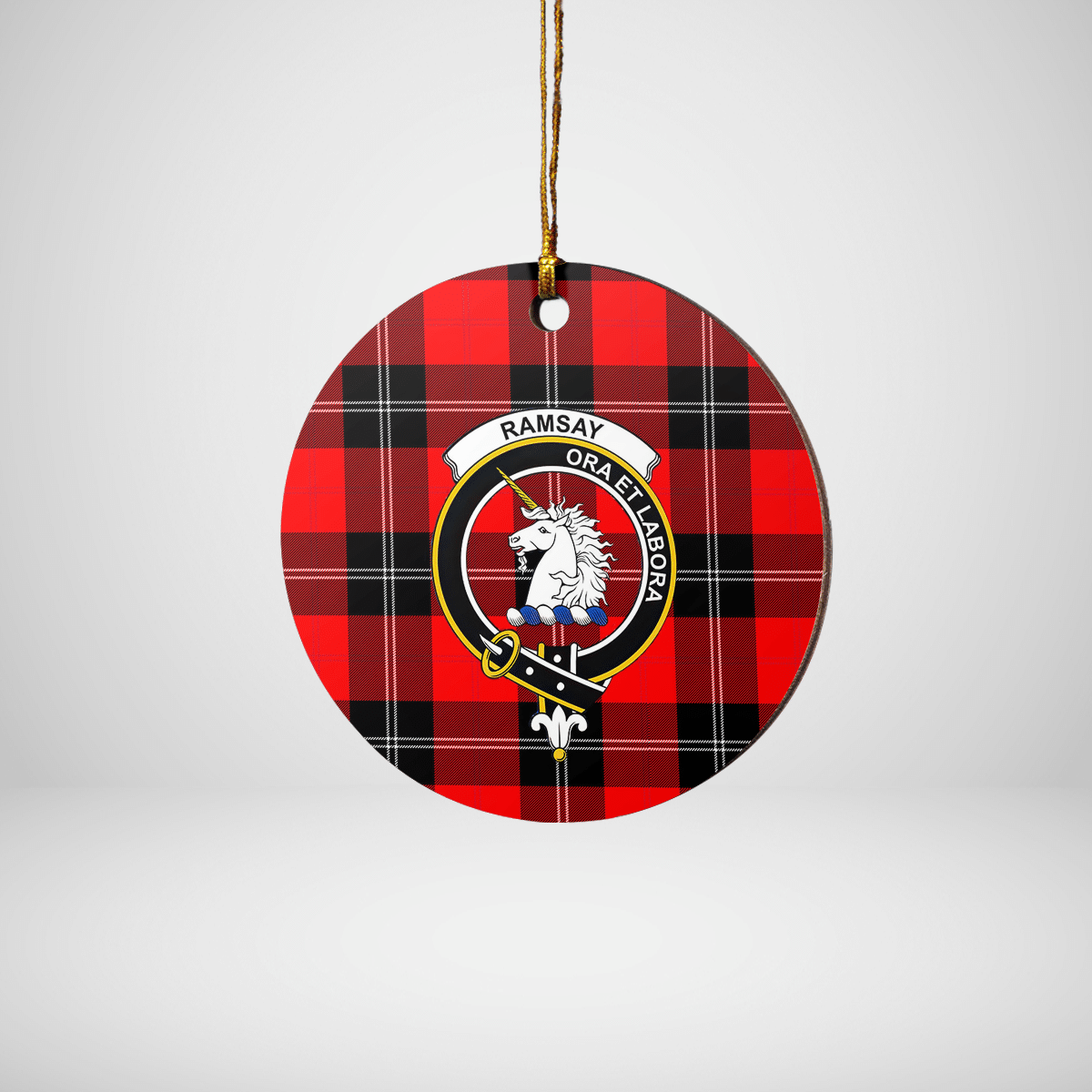 Clan Ramsay Modern Tartan Crest Round Ceramic Ornament UA91 Ramsay Modern Tartan Tartan Christmas   