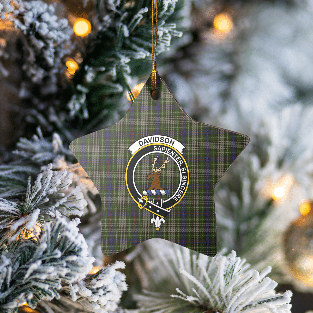 Clan Davidson Tulloch Dress Tartan Crest Star Ceramic Ornament DT17 Davidson Tulloch Dress Tartan Tartan Christmas   