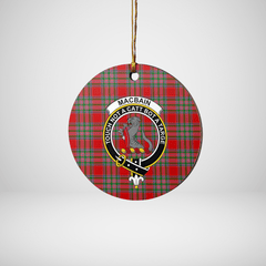 Clan MacBain Tartan Crest Round Ceramic Ornament TD16 MacBain Tartan Tartan Christmas   