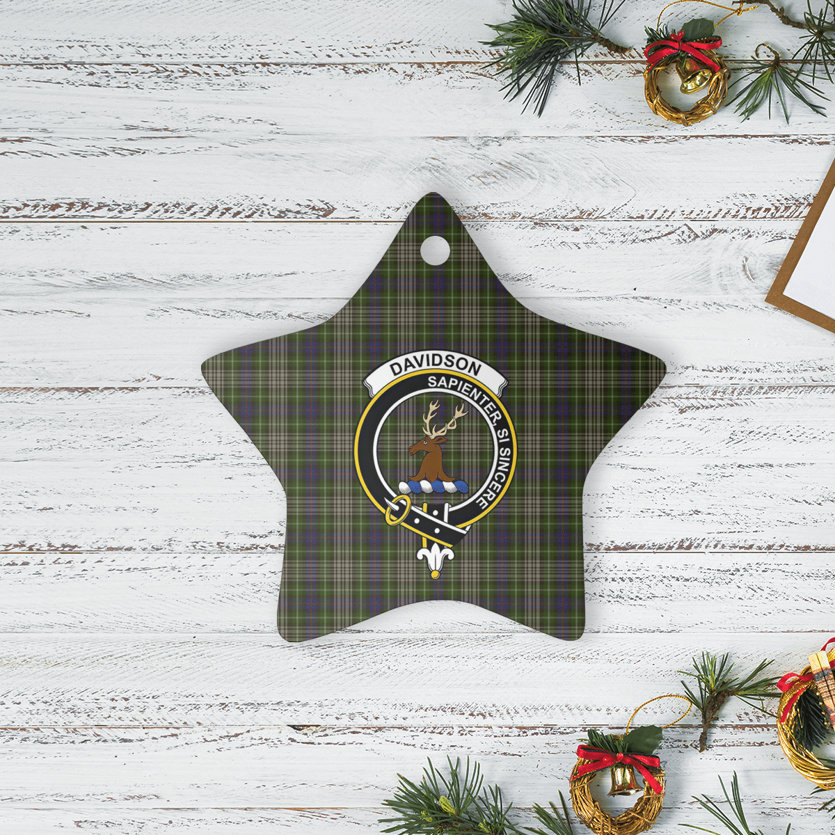 Clan Davidson Tulloch Dress Tartan Crest Star Ceramic Ornament DT17 Davidson Tulloch Dress Tartan Tartan Christmas   