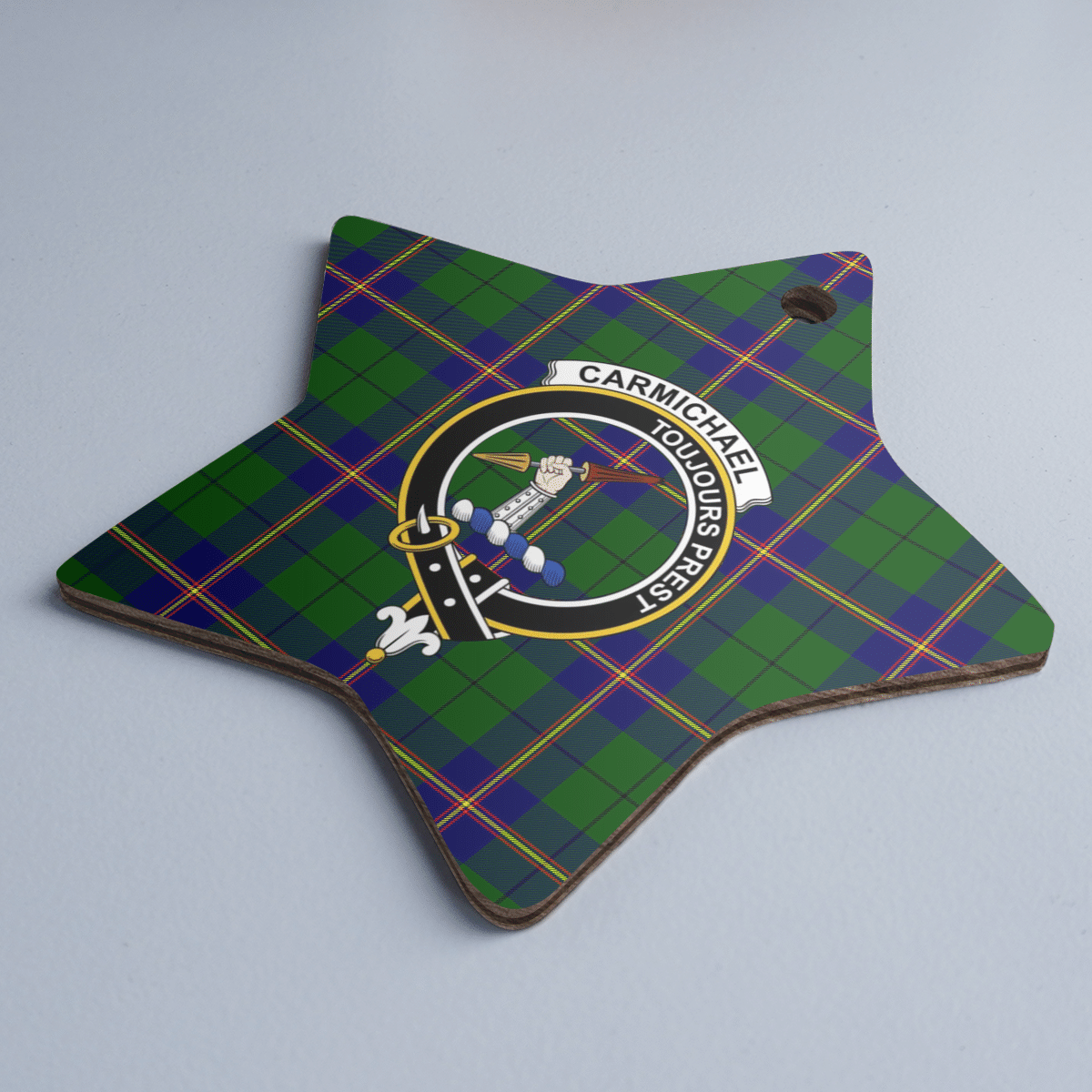 Clan Carmichael Modern Tartan Crest Star Ceramic Ornament RH77 Carmichael Modern Tartan Tartan Christmas   