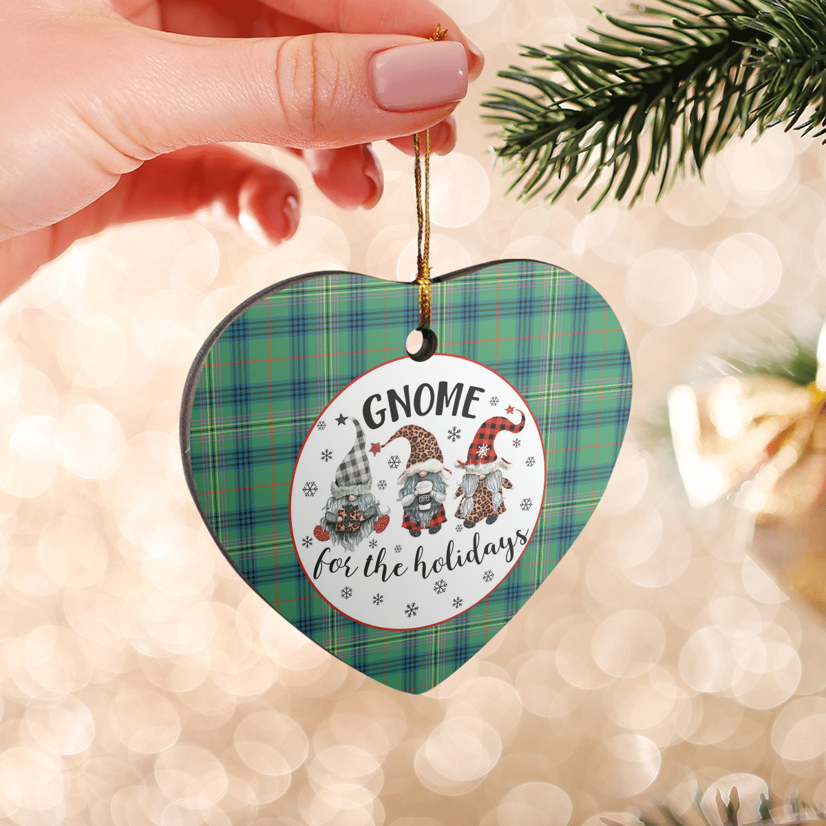 Clan Kennedy Ancient Tartan Tartan Crest Gnome Heart Ceramic Ornament BG72 Kennedy Ancient Tartan Tartan Christmas   