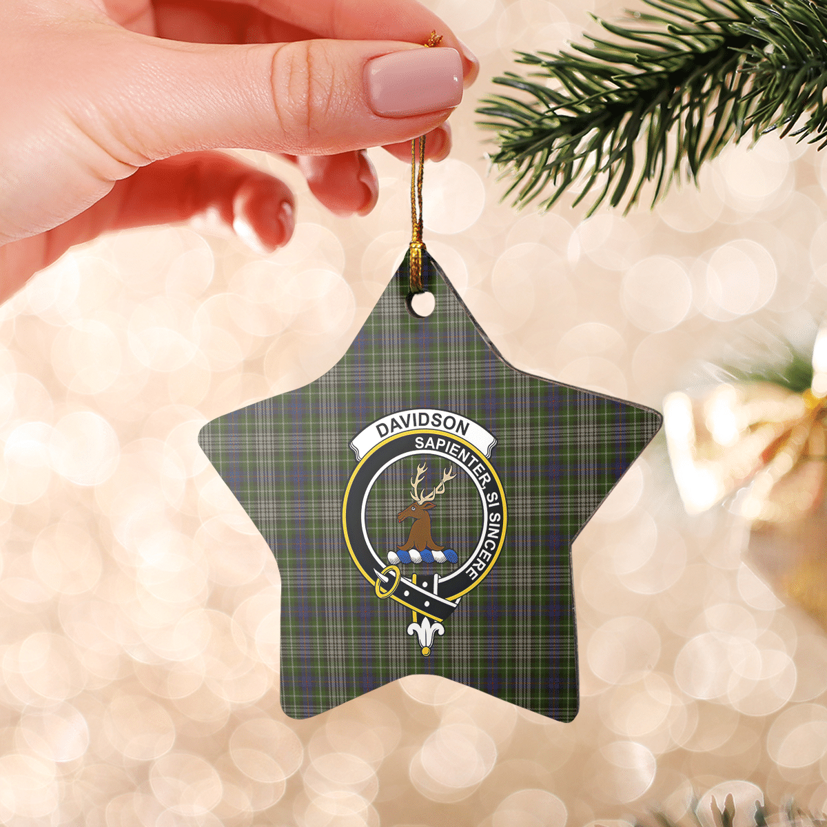 Clan Davidson Tulloch Dress Tartan Crest Star Ceramic Ornament DT17 Davidson Tulloch Dress Tartan Tartan Christmas   