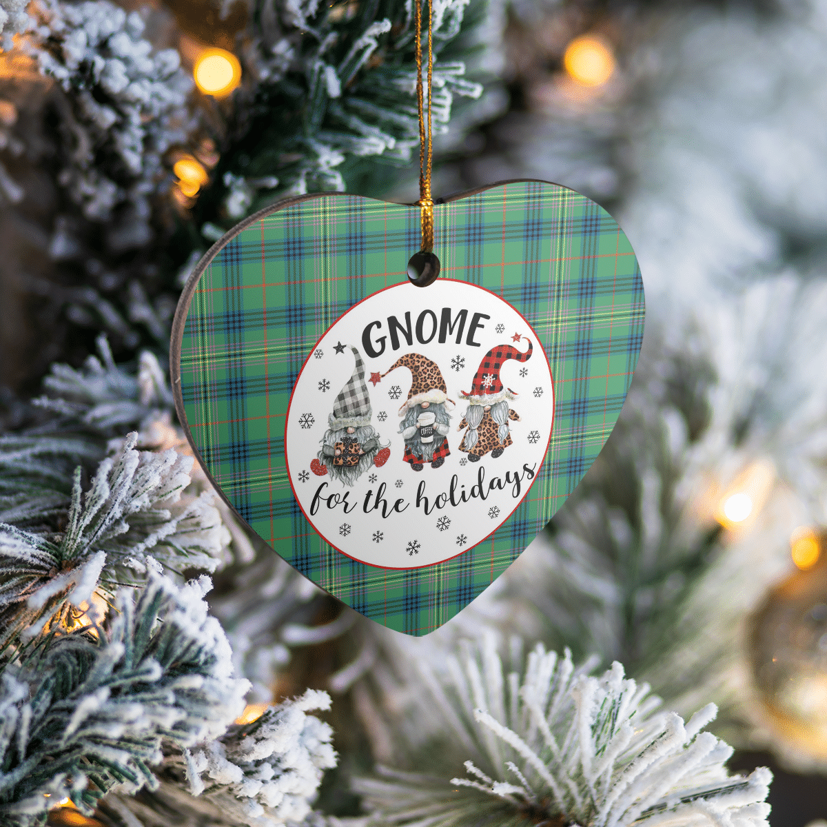 Clan Kennedy Ancient Tartan Tartan Crest Gnome Heart Ceramic Ornament BG72 Kennedy Ancient Tartan Tartan Christmas   