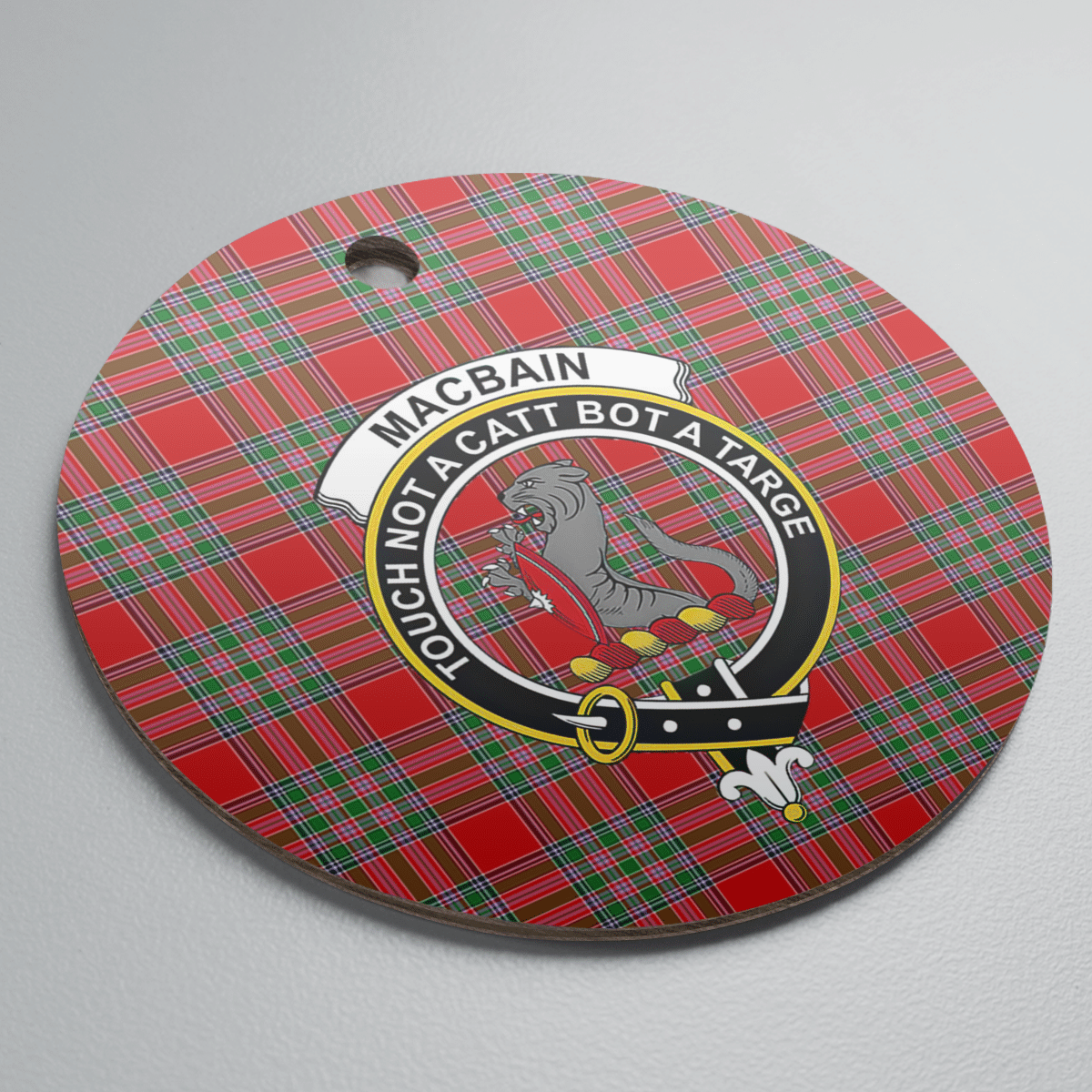 Clan MacBain Tartan Crest Round Ceramic Ornament TD16 MacBain Tartan Tartan Christmas   