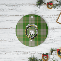 Clan Cunningham Dress Green Dancers Tartan Crest Round Ceramic Ornament WJ84 Cunningham Dress Green Dancers Tartan Tartan Christmas   