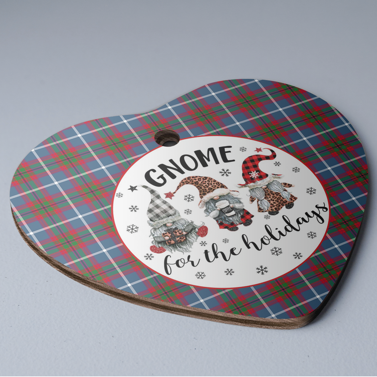 Clan Dalmahoy Tartan Tartan Crest Gnome Heart Ceramic Ornament RV26 Dalmahoy Tartan Tartan Christmas   