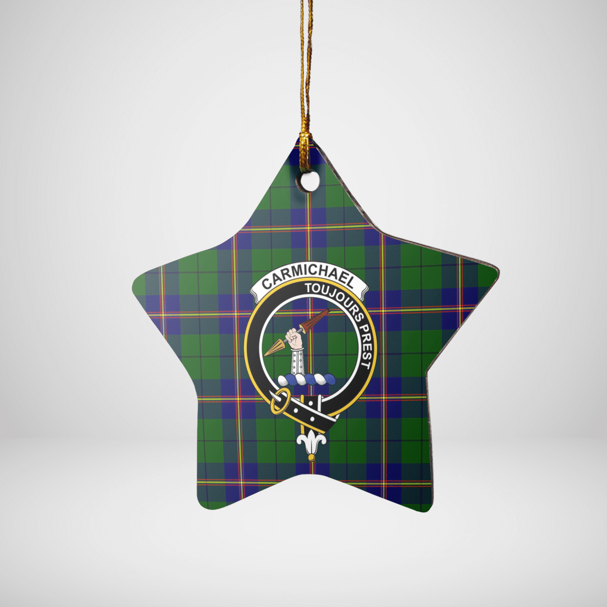 Clan Carmichael Modern Tartan Crest Star Ceramic Ornament RH77 Carmichael Modern Tartan Tartan Christmas   