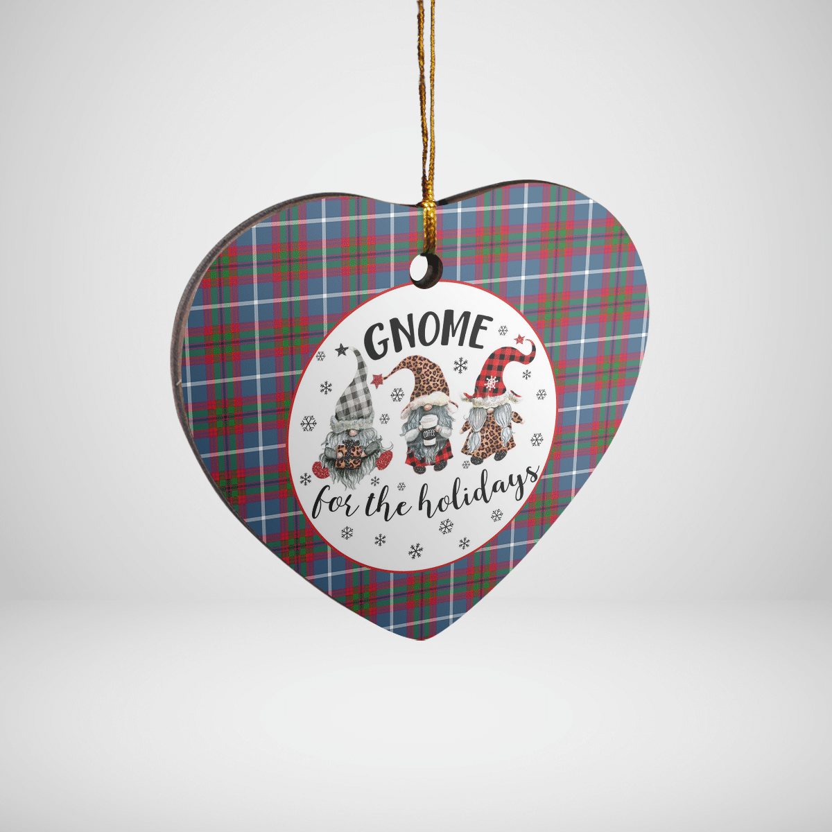 Clan Dalmahoy Tartan Tartan Crest Gnome Heart Ceramic Ornament RV26 Dalmahoy Tartan Tartan Christmas   