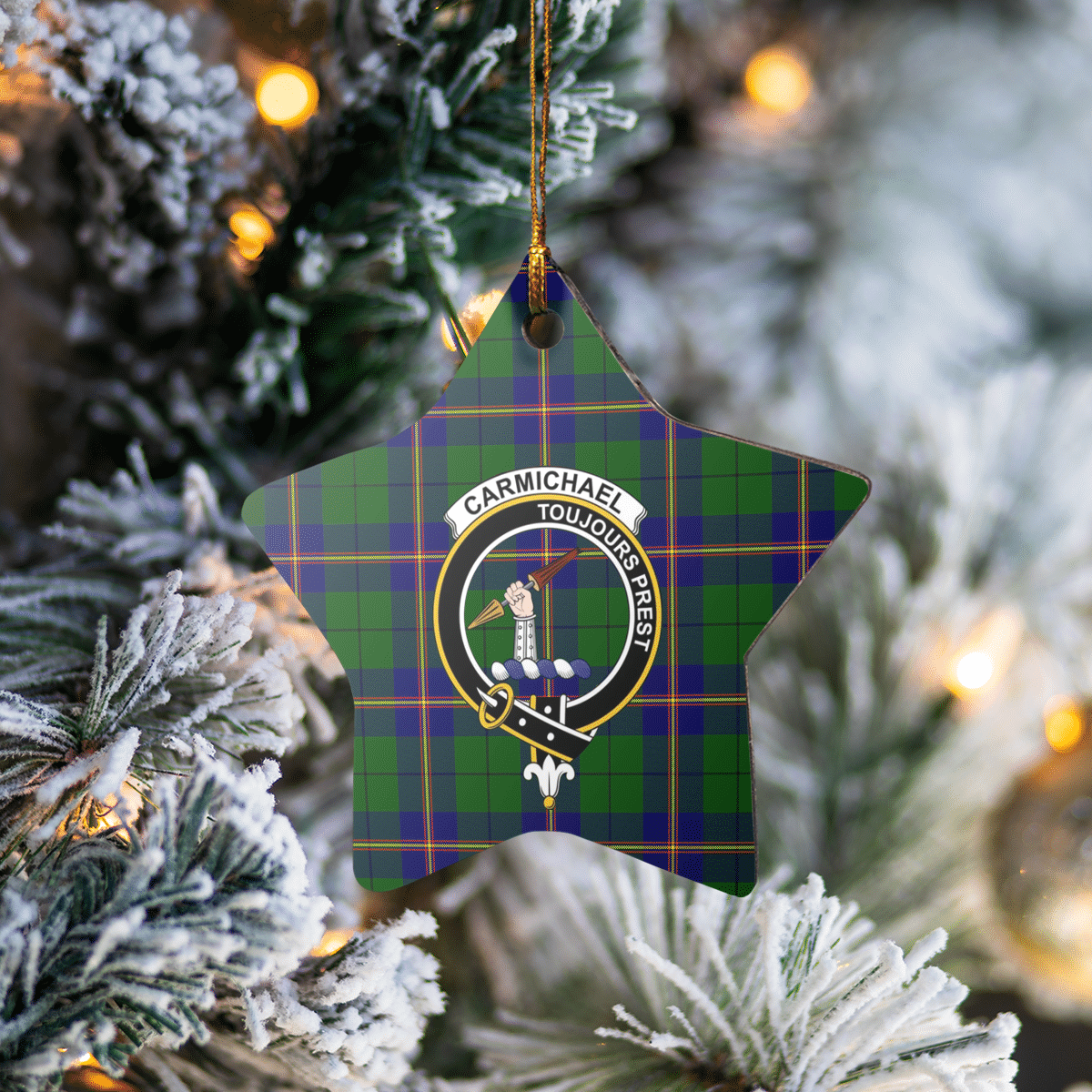 Clan Carmichael Modern Tartan Crest Star Ceramic Ornament RH77 Carmichael Modern Tartan Tartan Christmas   