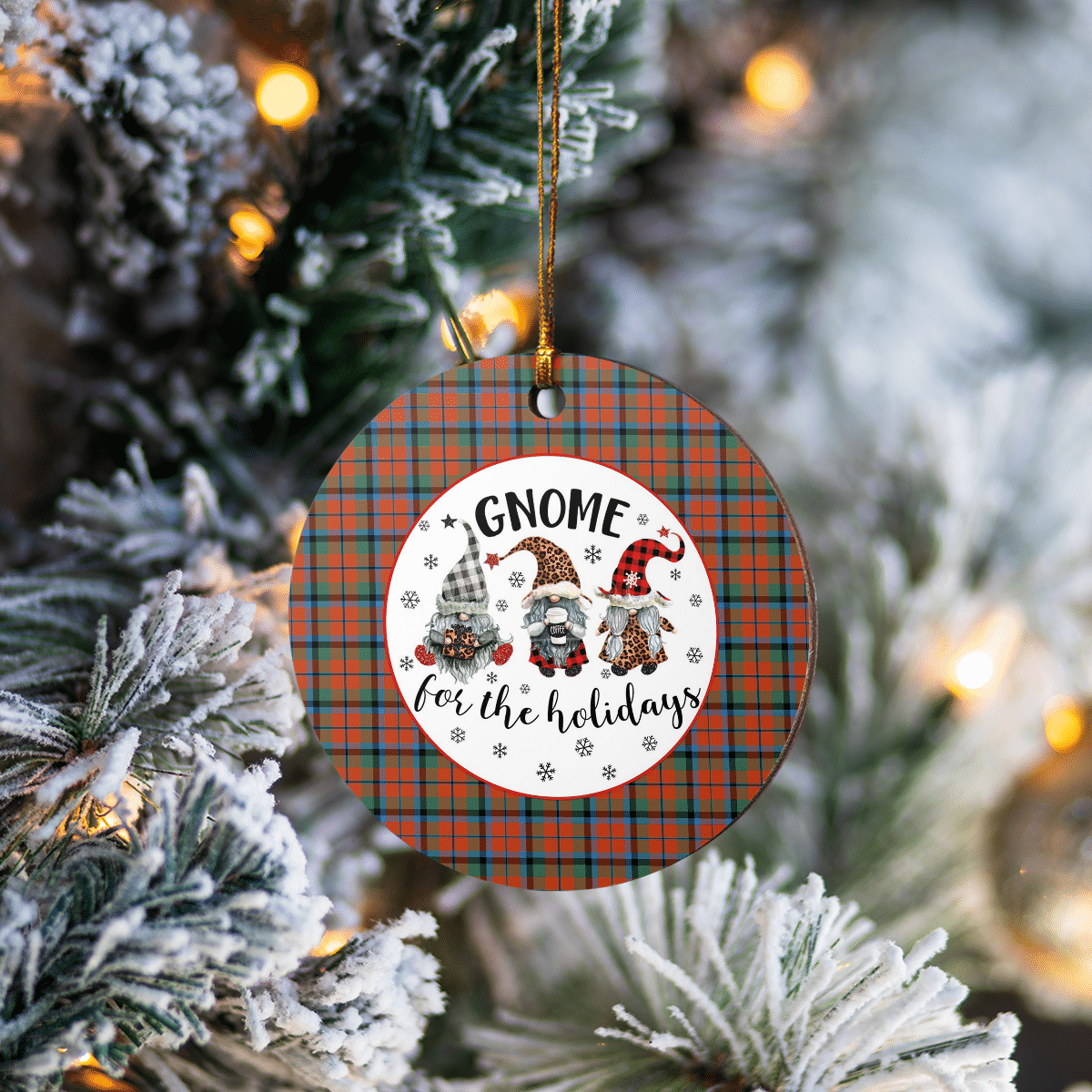 Clan MacNaughton Ancient Tartan Tartan Crest Gnome Round Ceramic Ornament QW64 MacNaughton Ancient Tartan Tartan Christmas   