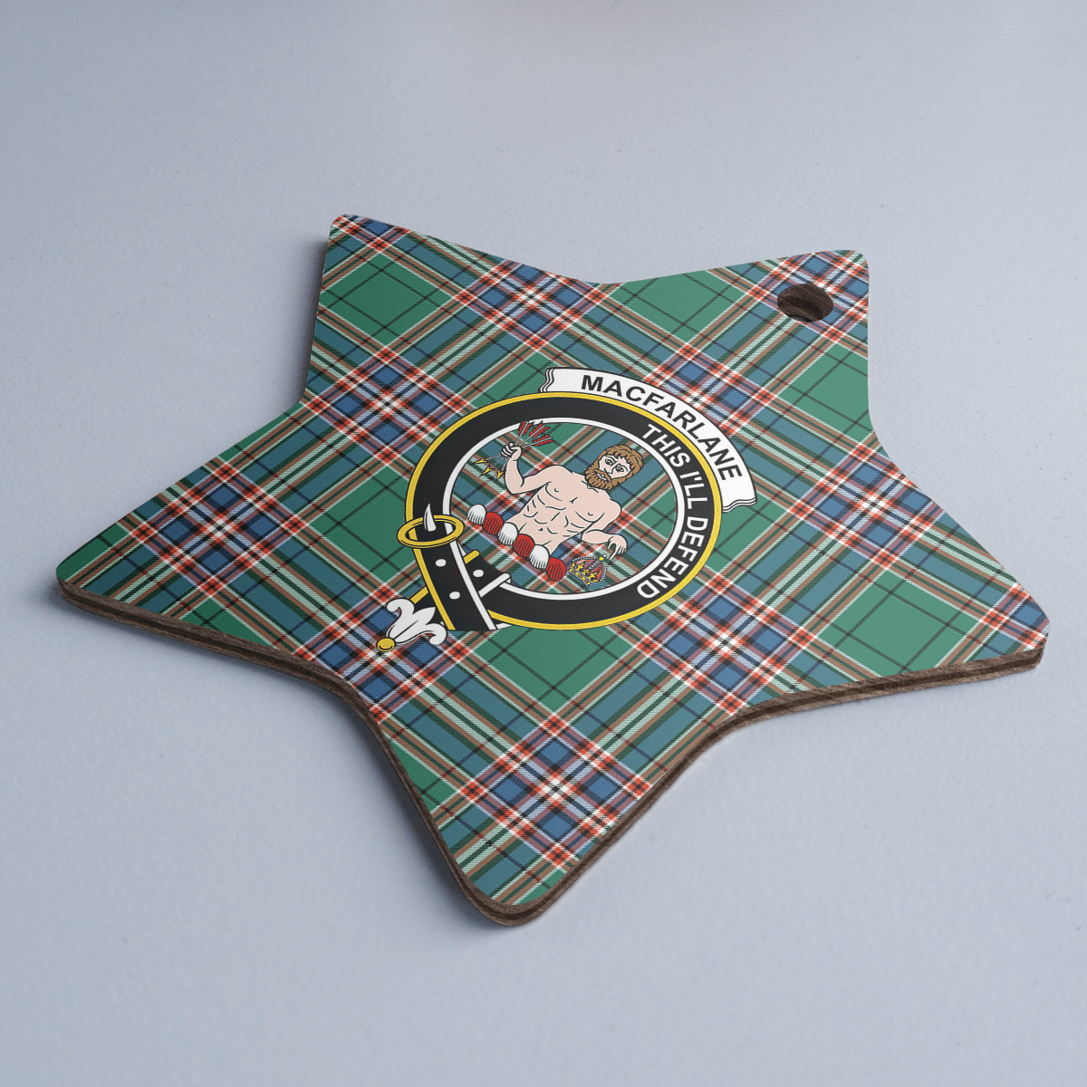 Clan MacFarlane Hunting Ancient Tartan Crest Star Ceramic Ornament KS25 MacFarlane Hunting Ancient Tartan Tartan Christmas   