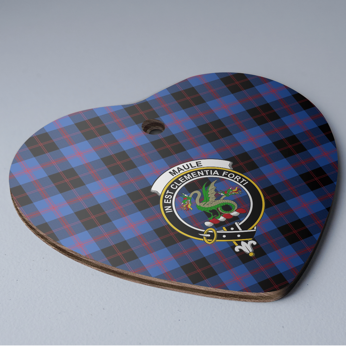 Clan Maule Tartan Crest Heart Ceramic Ornament FP29 Maule Tartan Tartan Christmas   