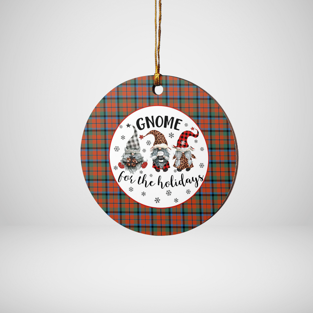 Clan MacNaughton Ancient Tartan Tartan Crest Gnome Round Ceramic Ornament QW64 MacNaughton Ancient Tartan Tartan Christmas   