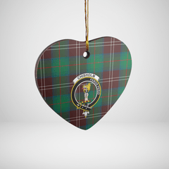 Clan Chisholm Hunting Ancient Tartan Crest Heart Ceramic Ornament NV50 Chisholm Hunting Ancient Tartan Tartan Christmas   