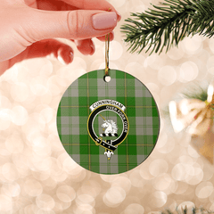 Clan Cunningham Dress Green Dancers Tartan Crest Round Ceramic Ornament WJ84 Cunningham Dress Green Dancers Tartan Tartan Christmas   