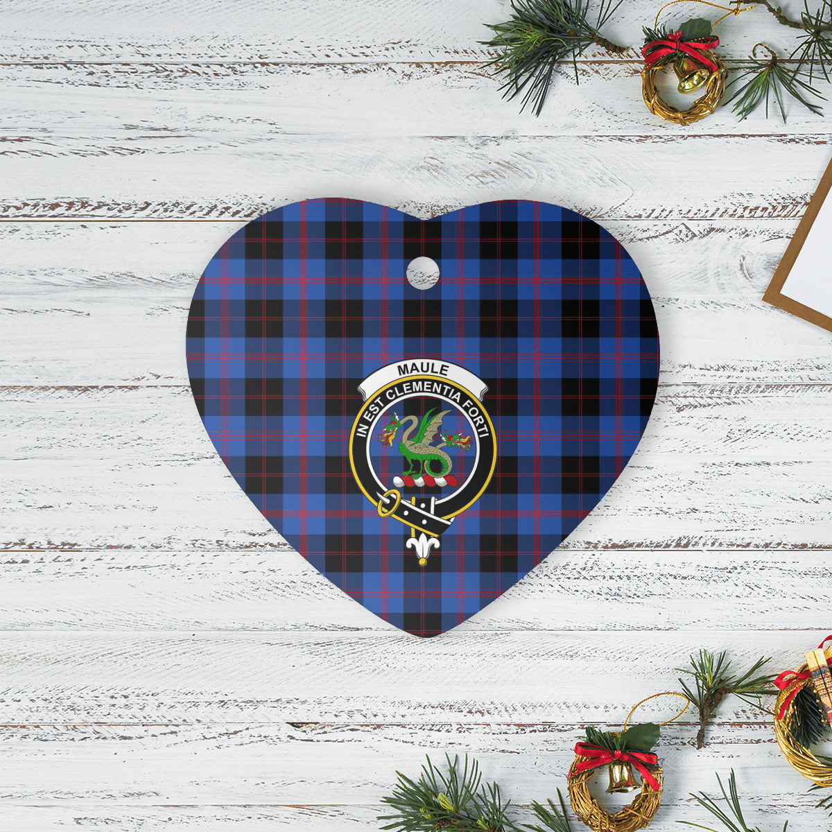 Clan Maule Tartan Crest Heart Ceramic Ornament FP29 Maule Tartan Tartan Christmas   