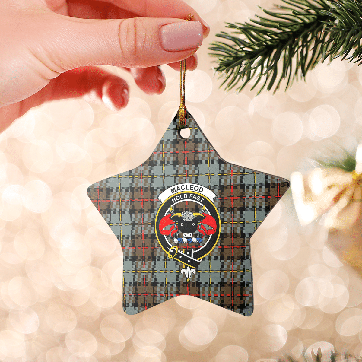 Clan MacLeod of Harris Weathered Tartan Crest Star Ceramic Ornament IC53 MacLeod of Harris Weathered Tartan Tartan Christmas   