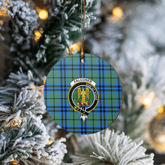 Clan Falconer Tartan Crest Round Ceramic Ornament WT31 Falconer Tartan Tartan Christmas   