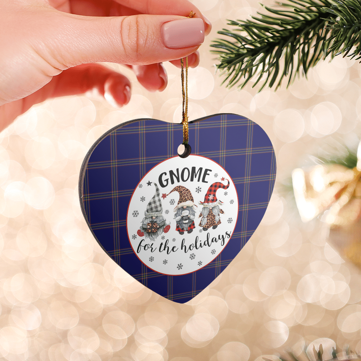 Clan Crichton Tartan Tartan Crest Gnome Heart Ceramic Ornament VF29 Crichton Tartan Tartan Christmas   