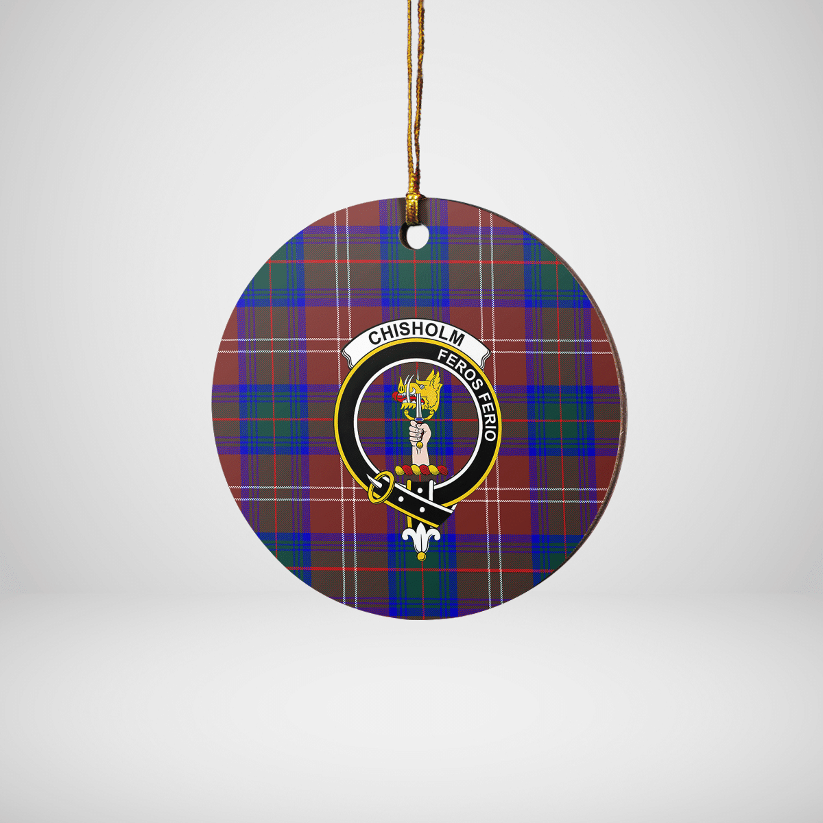 Clan Chisholm Hunting Modern Tartan Crest Round Ceramic Ornament ZA86 Chisholm Hunting Modern Tartan Tartan Christmas   